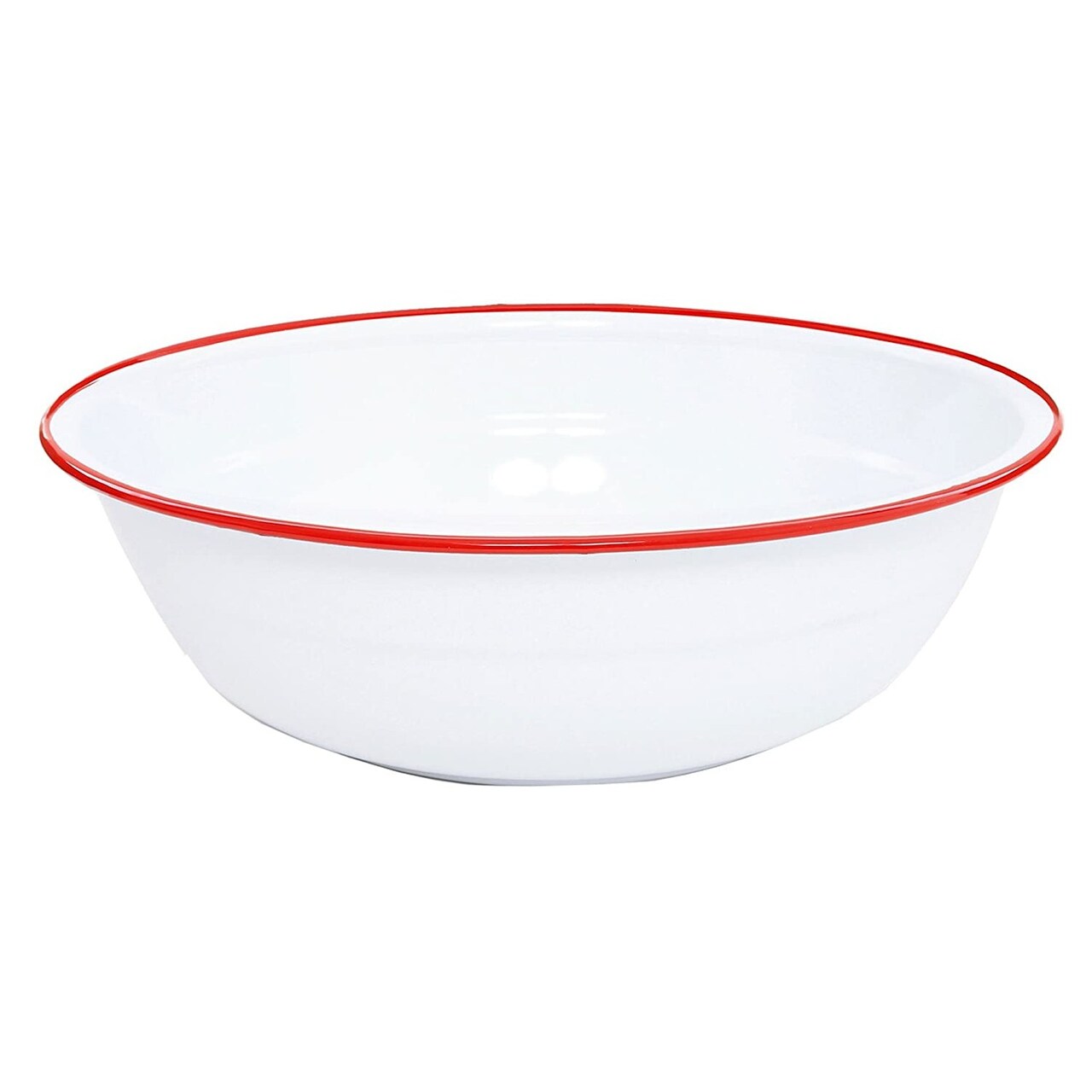 Crow Canyon - Enamelware Timpano Basin - Solid White with Red Rim